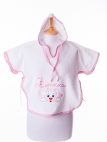 Детское полотенце пончо  с капюшоном Бабушкин Узор, большое, розовое